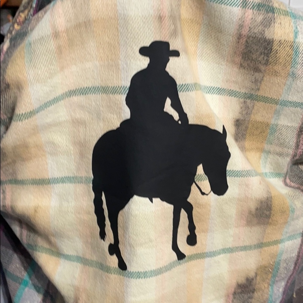 Bleached flannels with graphics.